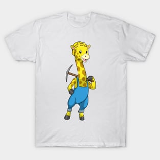 Giraffe as Miner with Pickaxe T-Shirt